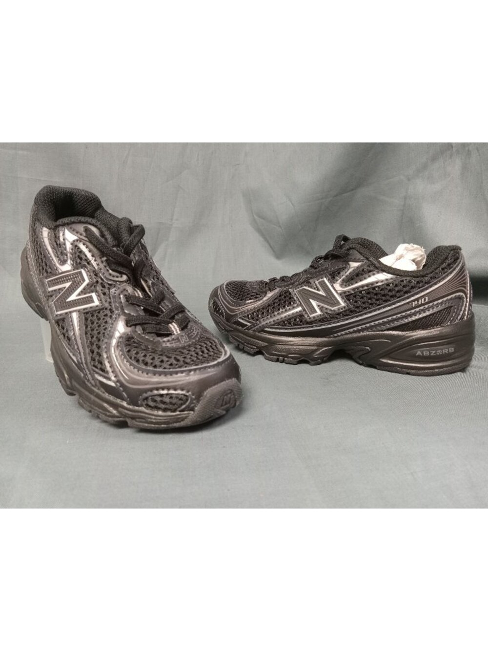 New Balance 740 Bungee Lace Sneakers PZ740BM Black Grey Kids Size 12 NEW NO BOX!
